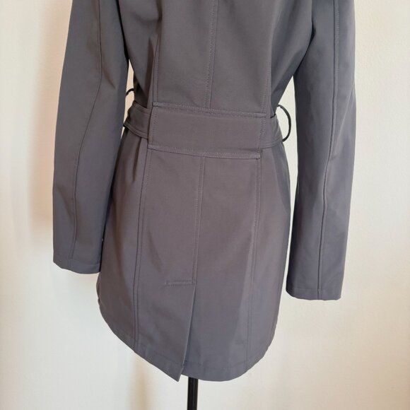 BCX Womens Size S Gray Water-Resistant Hooded Double-Breasted Belted Trench Coat - Picture 11 of 14